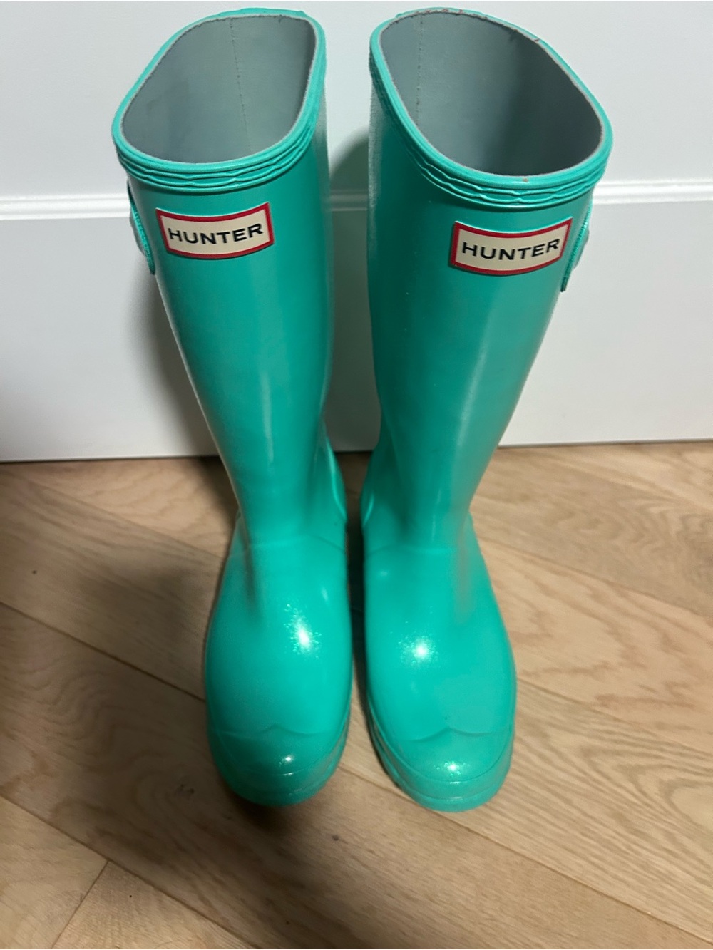 Hunter Glossy Teal Knee-High Rain Boots